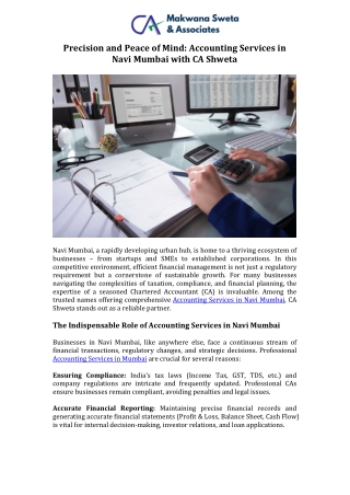 Precision and Peace of Mind Accounting Services in Navi Mumbai with CA Shweta