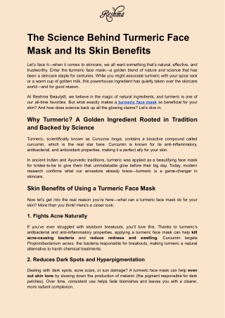 The Science Behind Turmeric Face Mask and Its Skin Benefits