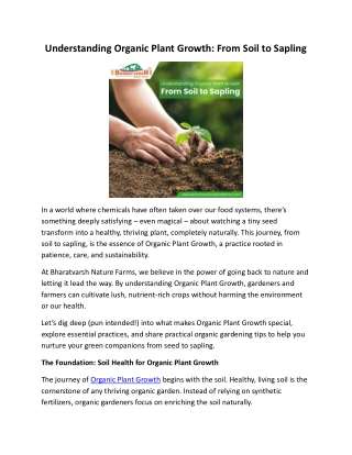 Understanding Organic Plant Growth: From Soil to Sapling