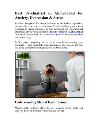 Best Psychiatrist in Ahmedabad
