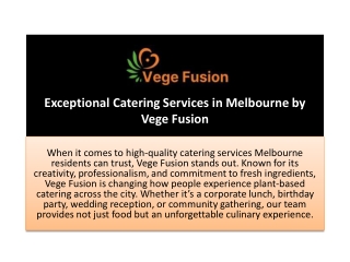Exceptional Catering Services in Melbourne