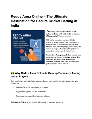 Reddy Anna Online – The Ultimate Destination for Secure Cricket Betting in India