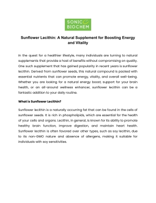 Sunflower Lecithin_ A Natural Supplement for Boosting Energy and Vitality