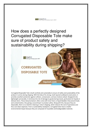 How does a perfectly designed Corrugated Disposable Tote make sure of product safety and sustainability during shipping