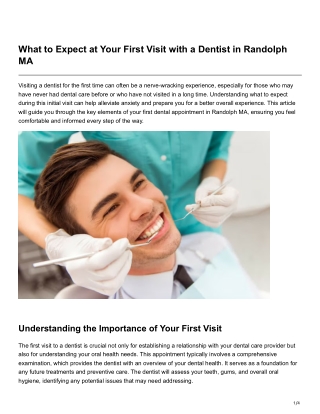 What to Expect at Your First Visit with a Dentist in Randolph MA