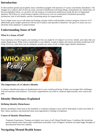 From Emptiness to Empowerment: Building Self-Esteem in a Fragmented Identity