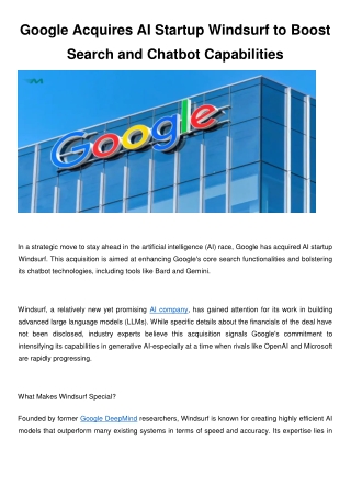 Google Acquires AI Startup