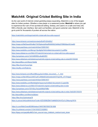 Match44: Original Cricket Betting Site in India