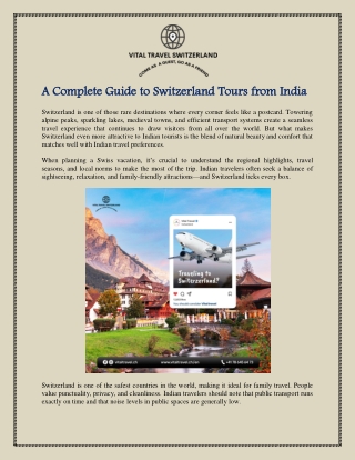 A Complete Guide to Switzerland Tours from India
