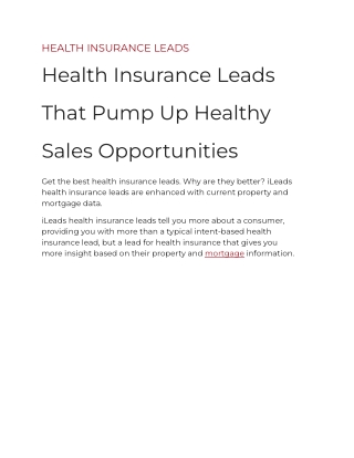 HEALTH INSURANCE LEADS