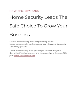 HOME SECURITY LEADS