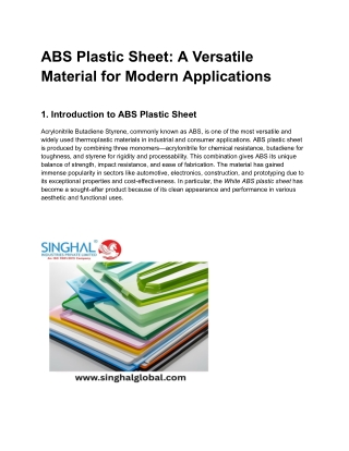 ABS Plastic Sheet_ A Versatile Material for Modern Applications