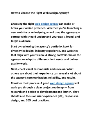 How to Choose the Right Web Design Agency