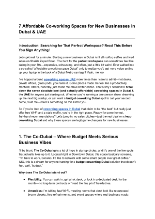 7 Affordable Co-working Spaces for New Businesses in Dubai & UAE