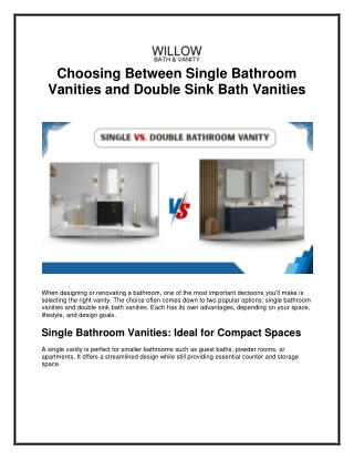 Choosing Between Single Bathroom Vanities and Double Sink Bath Vanities
