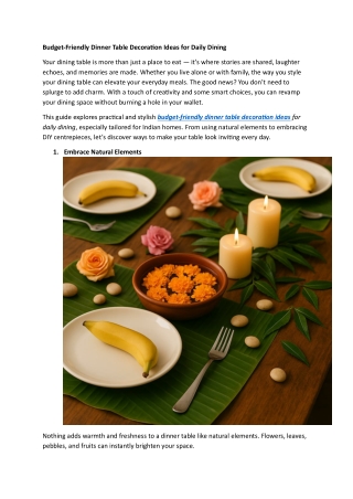 Budget-Friendly Dinner Table Decoration Ideas