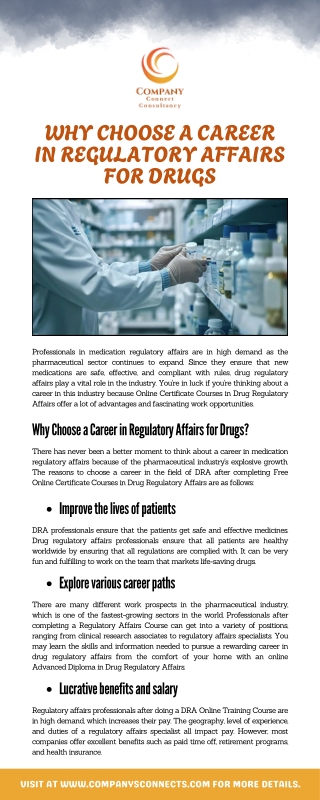 Why Choose a Career in Regulatory Affairs for Drugs?