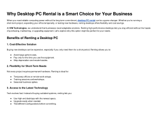 Why Desktop PC Rental is a Smart Choice for Your Business