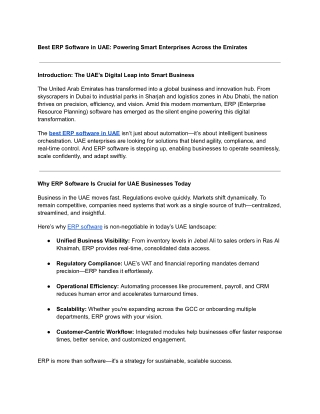 Best ERP Software in UAE: Powering Smart Enterprises Across the Emirates