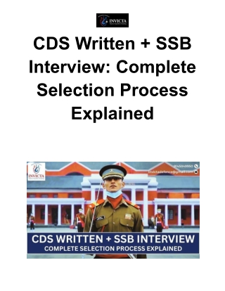 CDS Written SSB Interview Complete Selection Process Explained