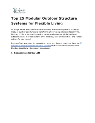 Top 25 Modular Outdoor Structure Systems for Flexible Living