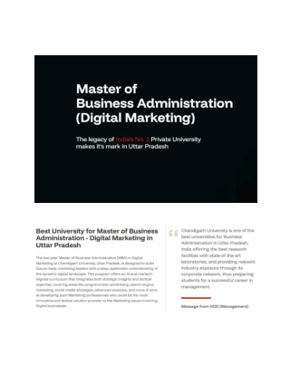 MBA in Digital Marketing at Chandigarh University UP