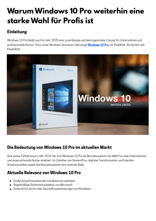 Warum Windows 10 Pro weiterhin eine starke Wahl für Profis ist