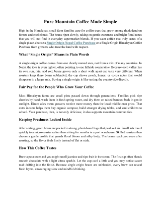 Pure Mountain Coffee Made Simple