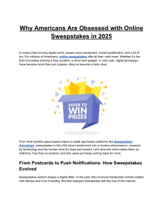 Why Americans Are Obsessed with Online Sweepstakes in 2025