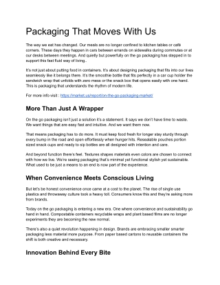 On the Go Packs With Sustainable Flair