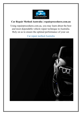 Car Repair Method Australia | repairprocedures.com.au