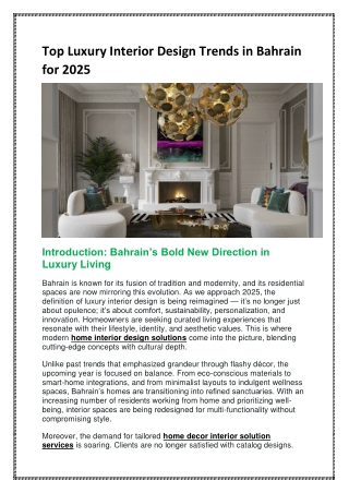 Top Luxury Interior Design Trends in Bahrain for 2025