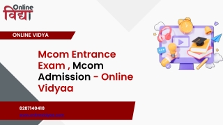 Mcom Entrance Exam , Mcom Admission - Online Vidyaa