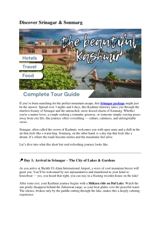 Discover Srinagar Pdf