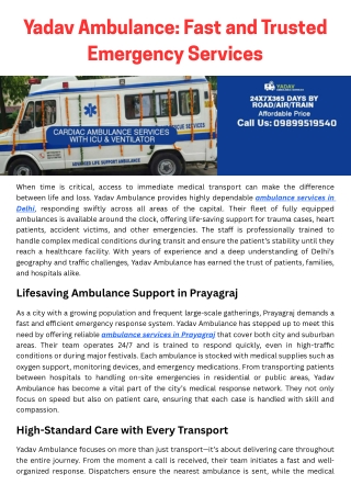 Yadav Ambulance Fast and Trusted Emergency Services