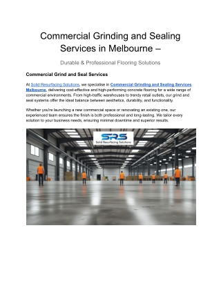 Commercial Grinding and Sealing Services in Melbourne