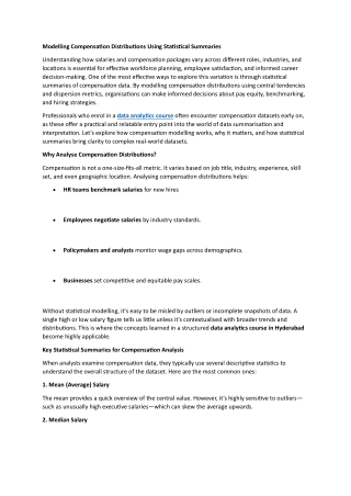 Modelling Compensation Distributions Using Statistical Summaries