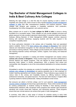 Top Bachelor of Hotel Management Colleges in India & Best Culinary Arts Colleges.docx