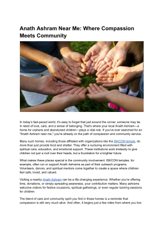 Where Compassion Meets Community | Anath Ashram Near Me