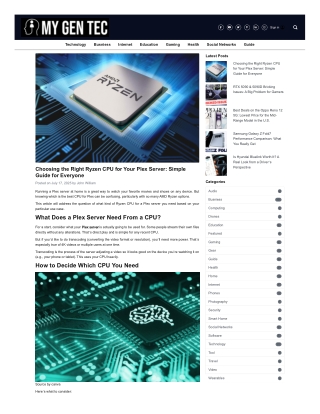 Choosing the Right Ryzen CPU for Your Plex Server Simple Guide for Everyone