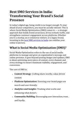 Best SMO Services in India | Seo Strikers