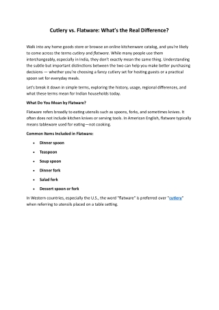 Cutlery vs. Flatware