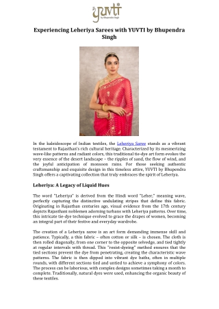 Experiencing Leheriya Sarees with YUVTI by Bhupendra Singh