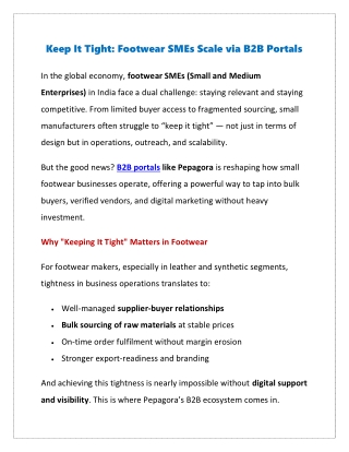 Keep It Tight - Footwear SMEs Scale via B2B Portals