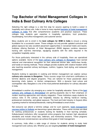 Top Bachelor of Hotel Management Colleges in India & Best Culinary Arts Colleges.docx
