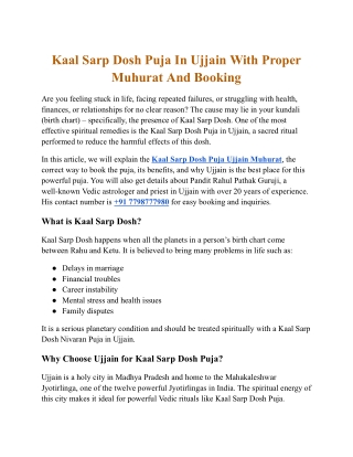 Kaal Sarp Dosh Puja In Ujjain With Proper Muhurat And Booking