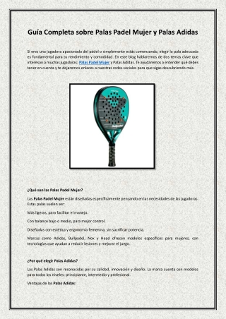 Guía Completa sobre Palas Padel Mujer y Palas