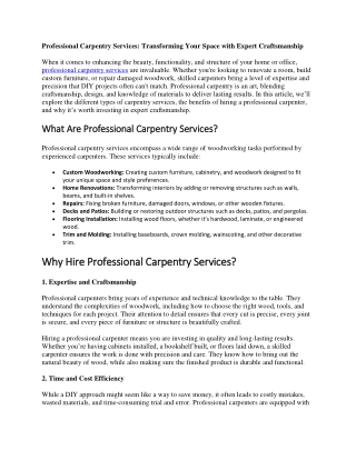 Professional Carpentry Service