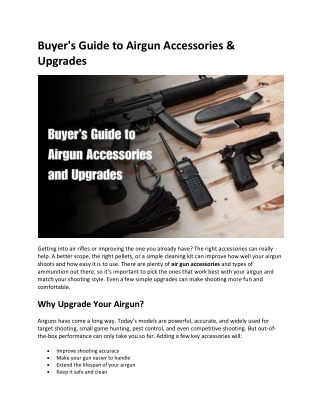 Buyer's Guide to Airgun Accessories & Upgrades