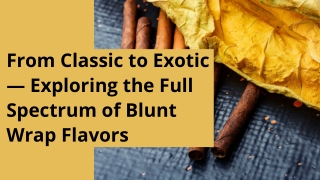From Classic to Exotic — Exploring the Full Spectrum of Blunt Wrap Flavors